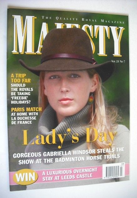 <!--2000-07-->Majesty magazine - Gabriella Windsor cover (July 2000 - Volum