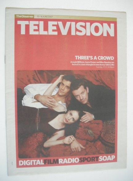 The Observer Television newspaper supplement - Joseph Millson, Laura Fraser and Max Beesley cover (10-16 June 2007)
