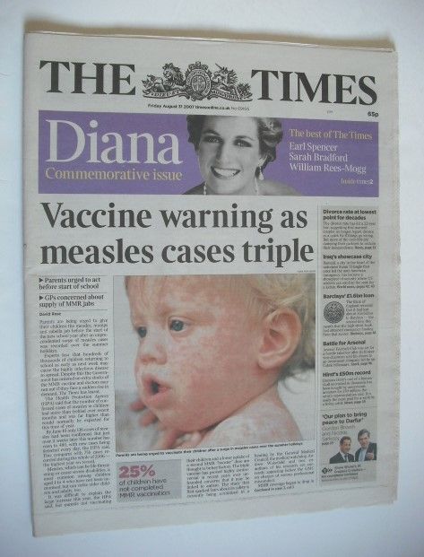 <!--2007-08-31-->The Times newspaper - Princess Diana cover (31 August 2007