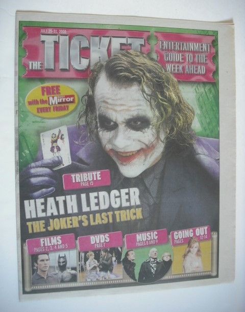 Daily Mirror Ticket newspaper supplement - Heath Ledger cover (25-31 July 2008)