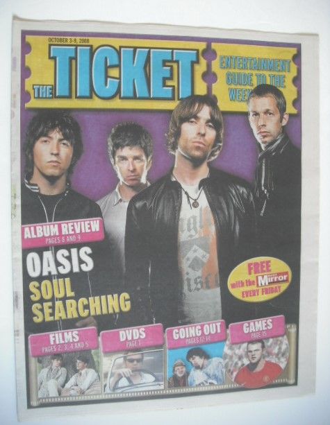 <!--2008-10-03-->Daily Mirror Ticket newspaper supplement - Oasis cover (3-