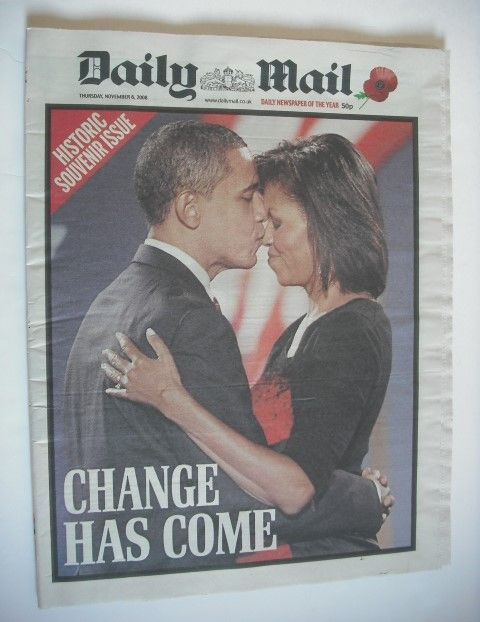 <!--2008-11-06-->Daily Mail newspaper - Barack Obama cover (6 November 2008