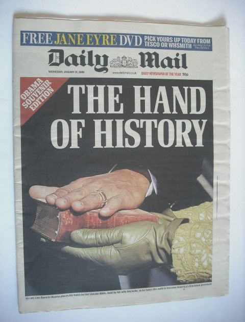 Daily Mail newspaper - Barack Obama cover (21 January 2009)