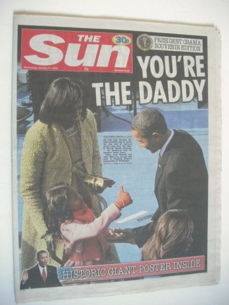 <!--2009-01-21-->The Sun newspaper - Barack Obama cover (21 January 2009)