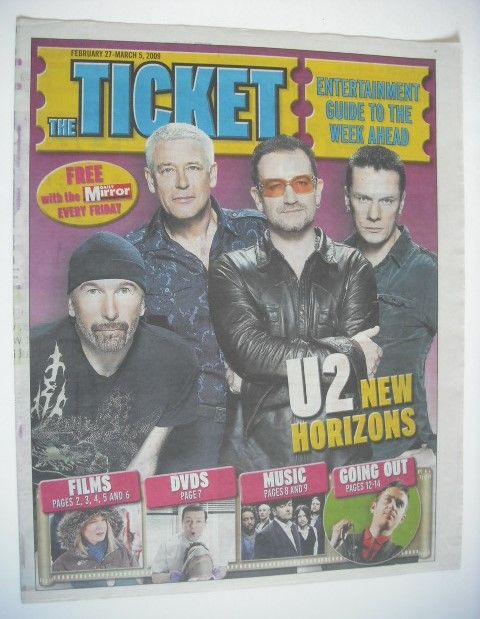Daily Mirror Ticket newspaper supplement - U2 cover (27 February 2009)