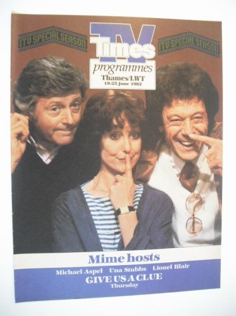 TV Times cover page - Michael Aspel, Una Stubbs and Lionel Blair (TV section - 19-25 June 1982)