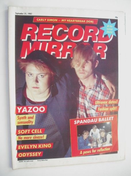 Record Mirror magazine - Yazoo cover (25 September 1982)