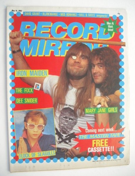 Record Mirror magazine - Bruce Dickinson and Steve Harris cover (14 May 1983)