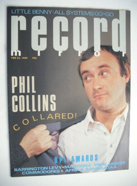 <!--1985-02-23-->Record Mirror magazine - Phil Collins cover (23 February 1