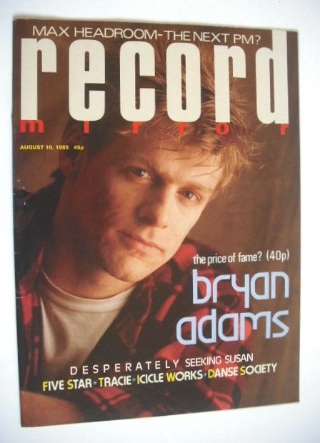 <!--1985-08-10-->Record Mirror magazine - Bryan Adams cover (10 August 1985