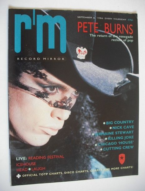 <!--1986-09-06-->Record Mirror magazine - Pete Burns cover (6 September 198