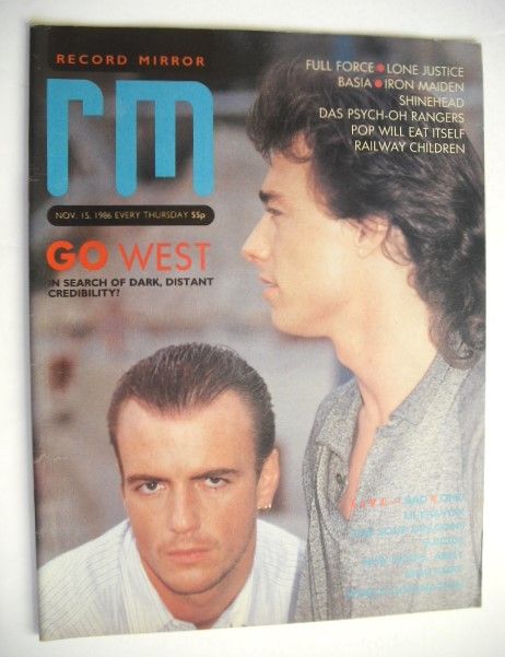 <!--1986-11-15-->Record Mirror magazine - Go West cover (15 November 1986)