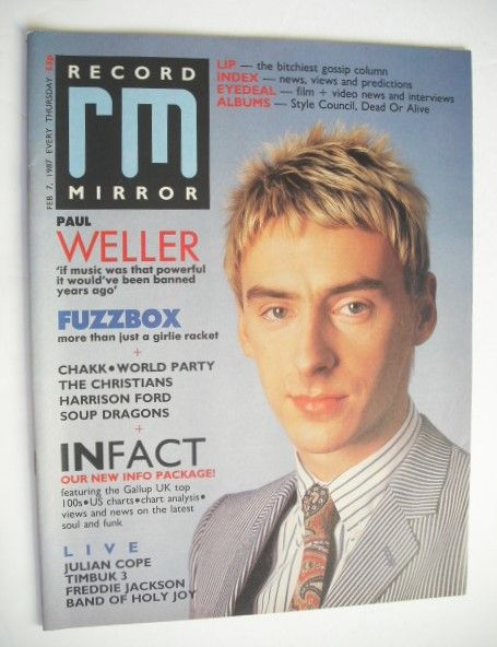 <!--1987-02-07-->Record Mirror magazine - Paul Weller cover (7 February 198