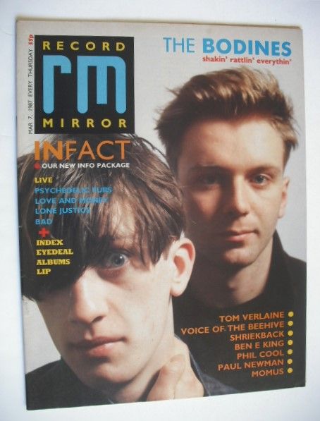 Record Mirror magazine - The Bodines cover (7 March 1987)