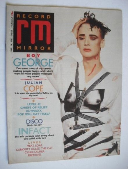 <!--1987-03-14-->Record Mirror magazine - Boy George cover (14 March 1987)