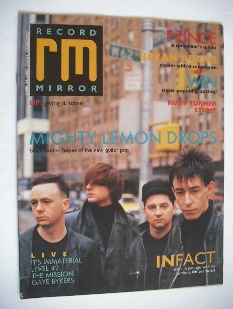<!--1987-04-11-->Record Mirror magazine - Mighty Lemon Drops cover (11 Apri