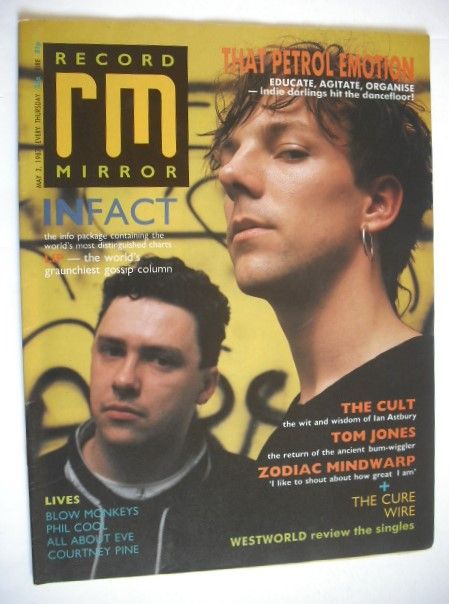 <!--1987-05-02-->Record Mirror magazine - That Petrol Emotion cover (2 May 