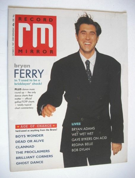 <!--1987-10-31-->Record Mirror magazine - Bryan Ferry cover (31 October 198