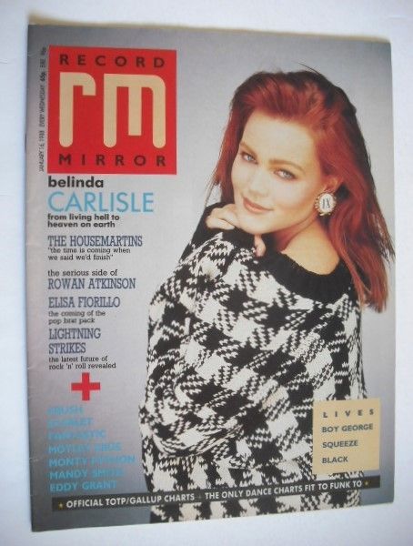 <!--1988-01-16-->Record Mirror magazine - Belinda Carlisle cover (16 Januar