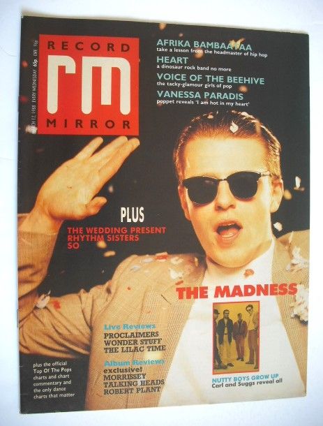 <!--1988-03-12-->Record Mirror magazine - Suggs cover (12 March 1988)