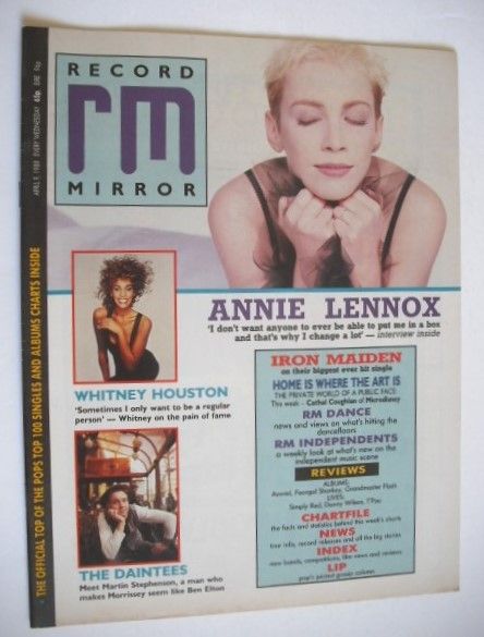 Record Mirror magazine - Annie Lennox cover (9 April 1988)