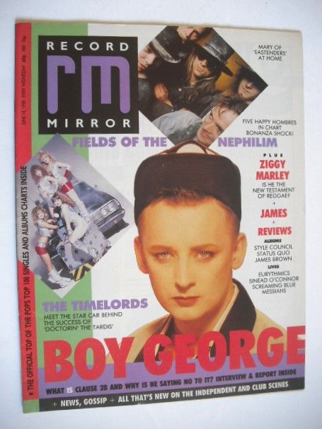 <!--1988-06-18-->Record Mirror magazine - Boy George cover (18 June 1988)