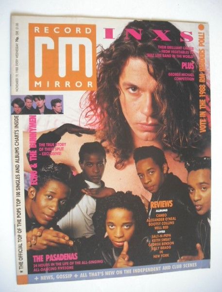 <!--1988-11-19-->Record Mirror magazine - Michael Hutchence cover (19 Novem