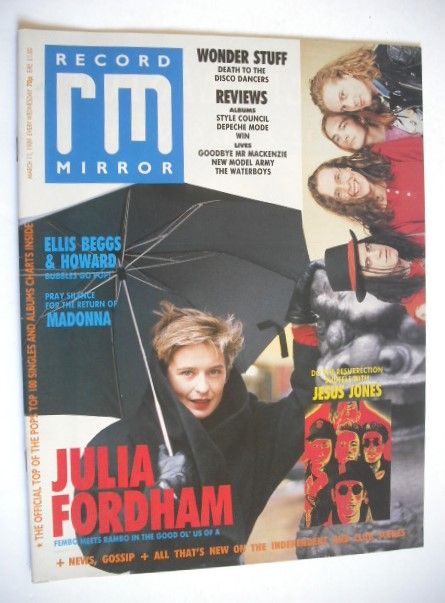 Record Mirror magazine - Julia Fordham cover (11 March 1989)