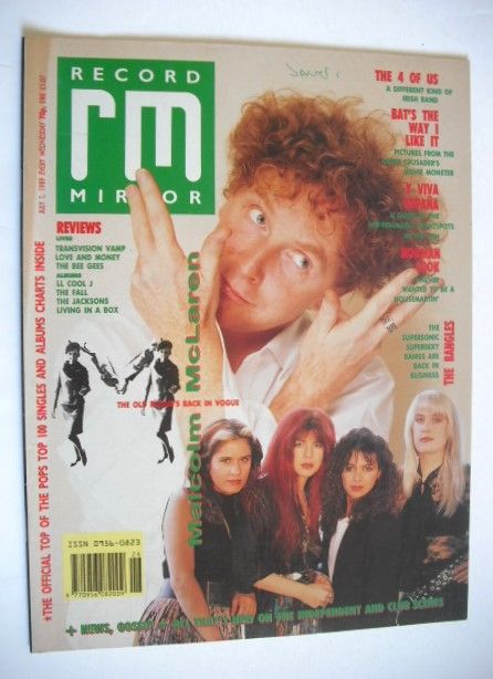 <!--1989-07-01-->Record Mirror magazine - Malcolm McLaren cover (1 July 198