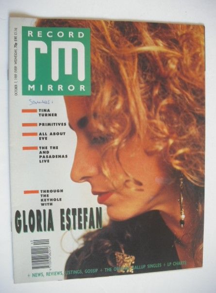 Record Mirror magazine - Gloria Estefan cover (7 October 1989)