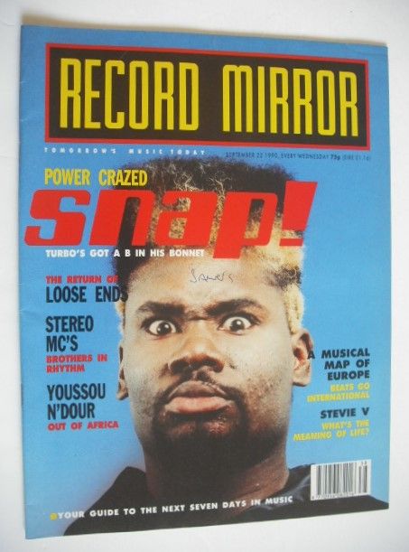 Record Mirror magazine - Turbo B cover (22 September 1990)