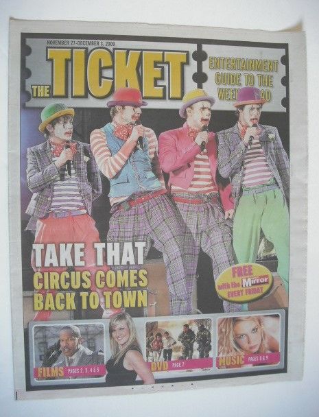 <!--2009-11-27-->Daily Mirror Ticket newspaper supplement - Take That cover