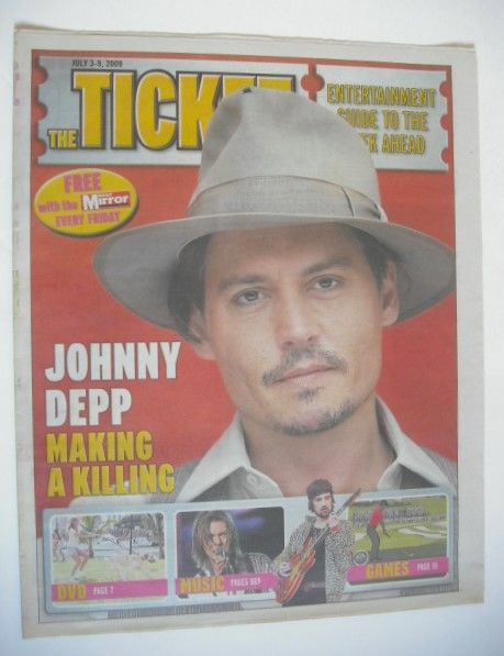Daily Mirror Ticket newspaper supplement - Johnny Depp cover (3 July 2009)