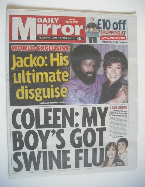 Daily Mirror newspaper - Michael Jackson cover (10 July 2009)