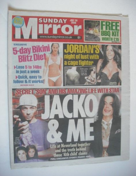 Daily Mirror newspaper - Michael Jackson and Omer Bhatti cover (26 July 2009)