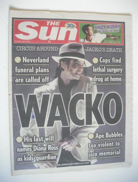 <!--2009-07-02-->The Sun newspaper - Michael Jackson cover (2 July 2009)