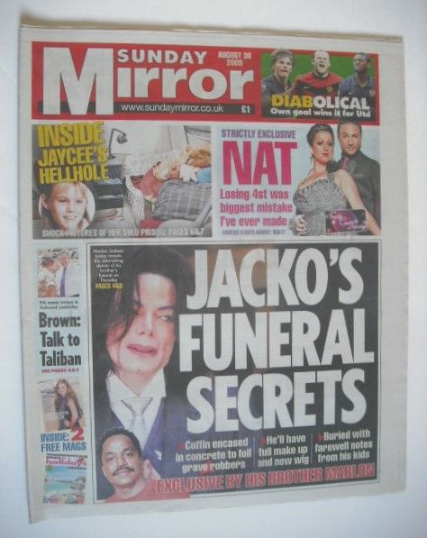 <!--2009-08-30-->Sunday Mirror newspaper - Michael Jackson cover (30 August
