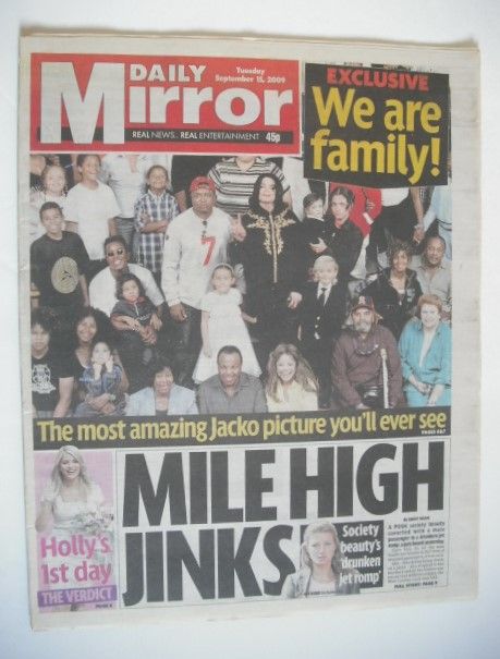 <!--2009-09-15-->Daily Mirror newspaper - Michael Jackson cover (15 Septemb