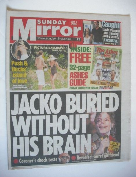 <!--2009-07-05-->Sunday Mirror newspaper - Michael Jackson cover (5 July 20