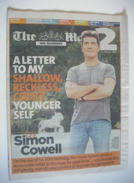 The Mail On Sunday 2 newspaper supplement - Simon Cowell cover (27 September 2009)