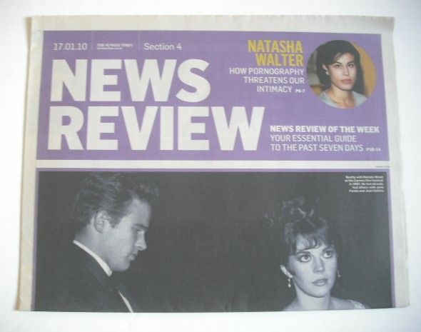 The Sunday Times News Review newspaper supplement - Warren Beatty and Natalie Wood cover (17 January 2010)