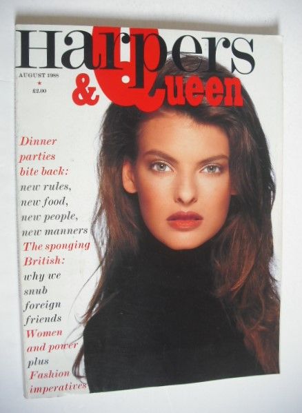 British Harpers & Queen magazine - August 1988 - Linda Evangelista cover
