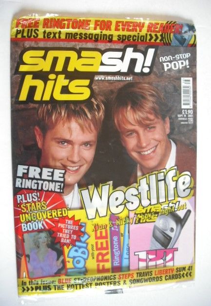 <!--2001-09-19-->Smash Hits magazine - Westlife cover (19 September 2001)