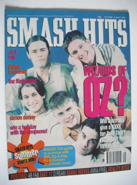 <!--1994-06-22-->Smash Hits magazine - Take That cover (22 June - 5 July 19