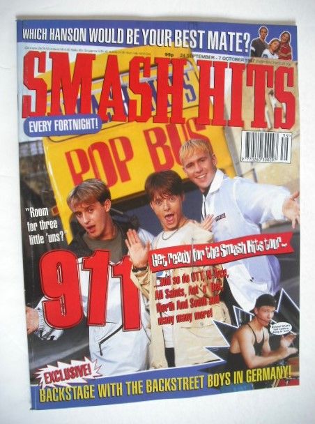 <!--1997-09-24-->Smash Hits magazine - 911 cover (24 September - 7 October 