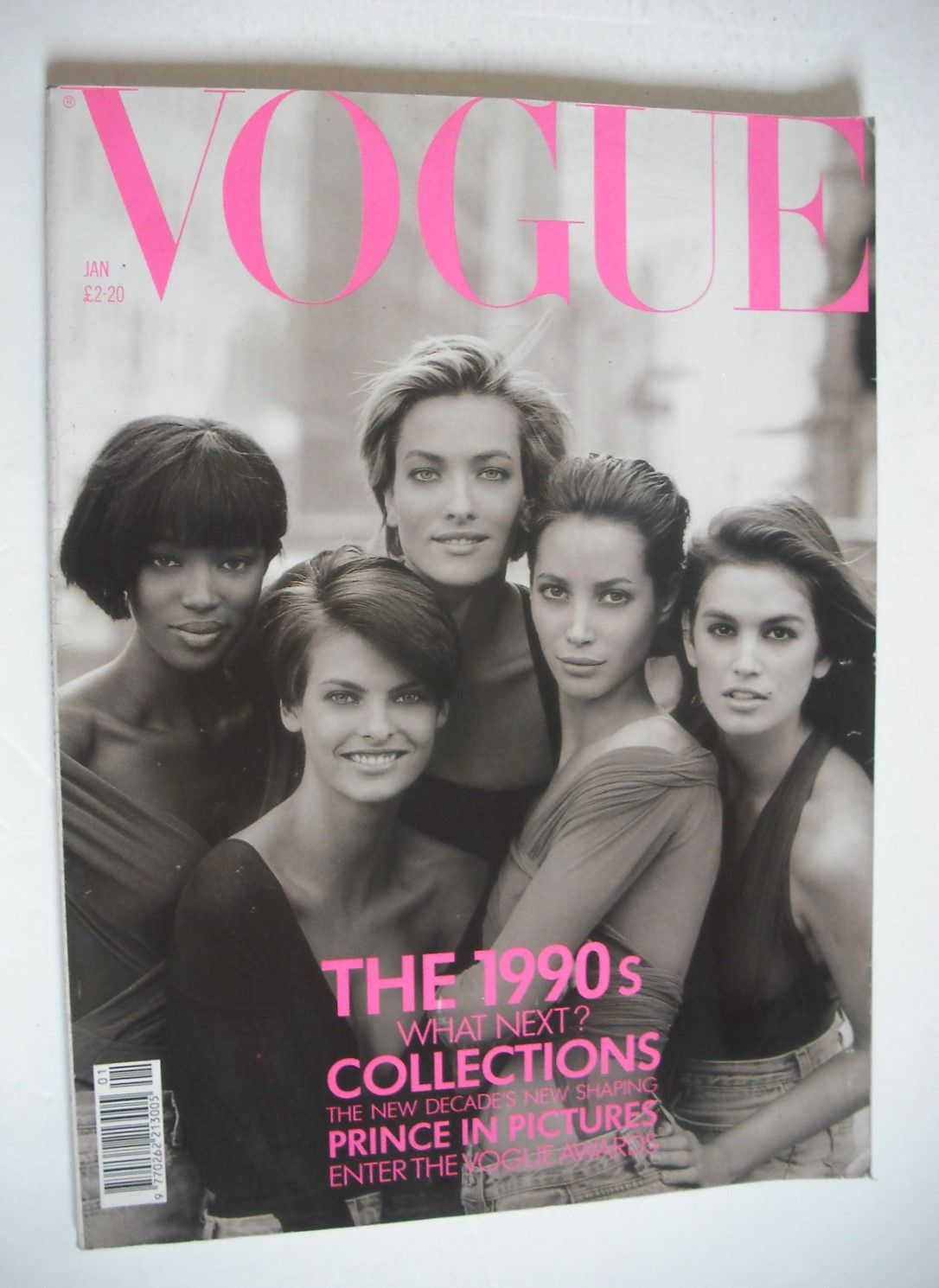 British Vogue magazine - January 1990 - Cindy Crawford, Christy ...