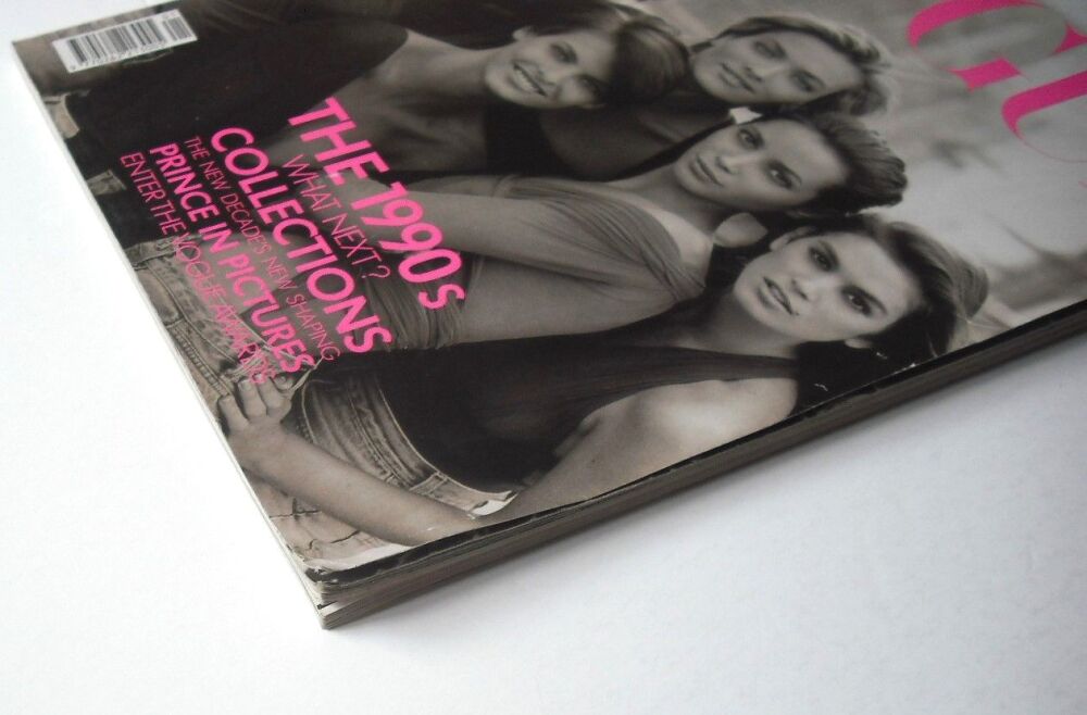 British Vogue magazine - January 1990 - Cindy Crawford, Christy Turlington, Linda Evangelista, Tatjana Patitz and Naomi Campbell cover