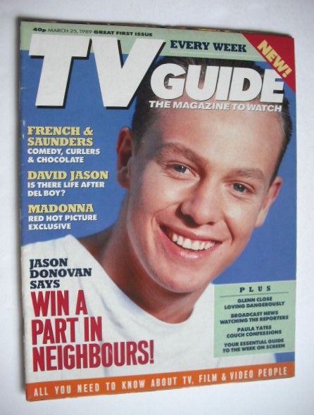 <!--1989-03-25-->TV Guide magazine - 25 March 1989 - Jason Donovan cover