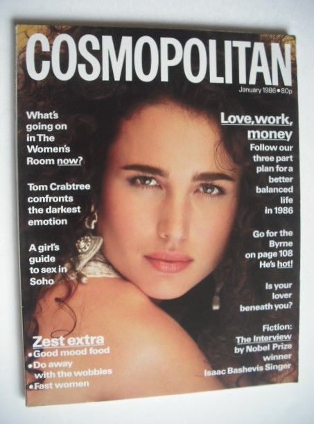 <!--1986-01-->Cosmopolitan magazine (January 1986 - Andie MacDowell cover)
