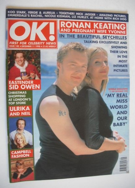 <!--1998-12-11-->OK! magazine - Ronan Keating and wife Yvonne cover (11 Dec